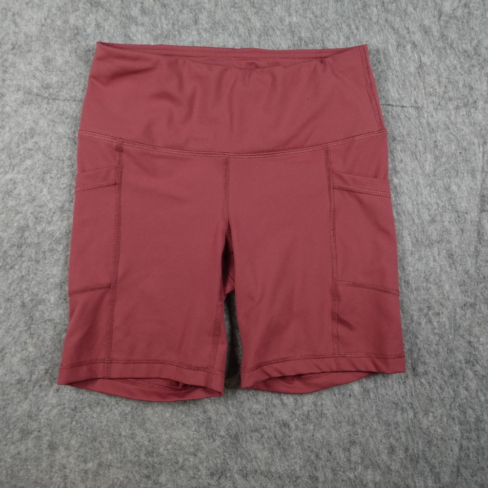 Yogalicious Short Womens Small Burgundy Lux High Waist Biker 7" Side Pockets